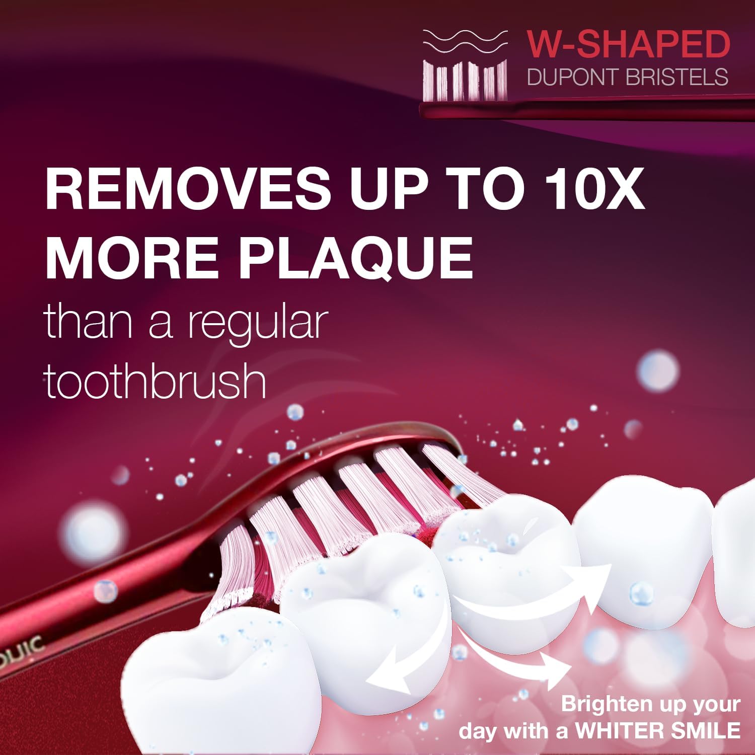 Wagner Stern WHITEN+ Edition. Whitening Electric Toothbrush with Pressure Sensor. Offers 5 Brushing Modes, 3 intensities, 8 Soft Brush Heads, and a Luxury Travel case.