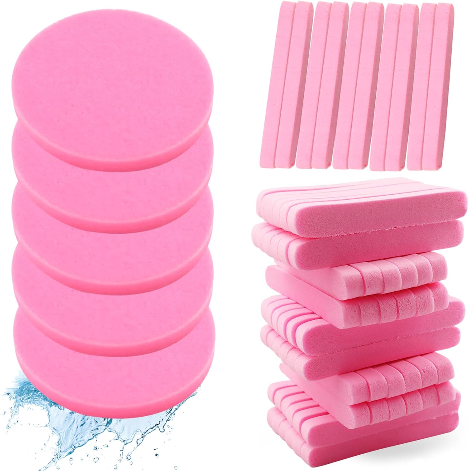 120 Pcs Pink Compress Face Sponges - Compact Facial Sponge Set for Cleansing, Makeup Removal, Exfoliation
