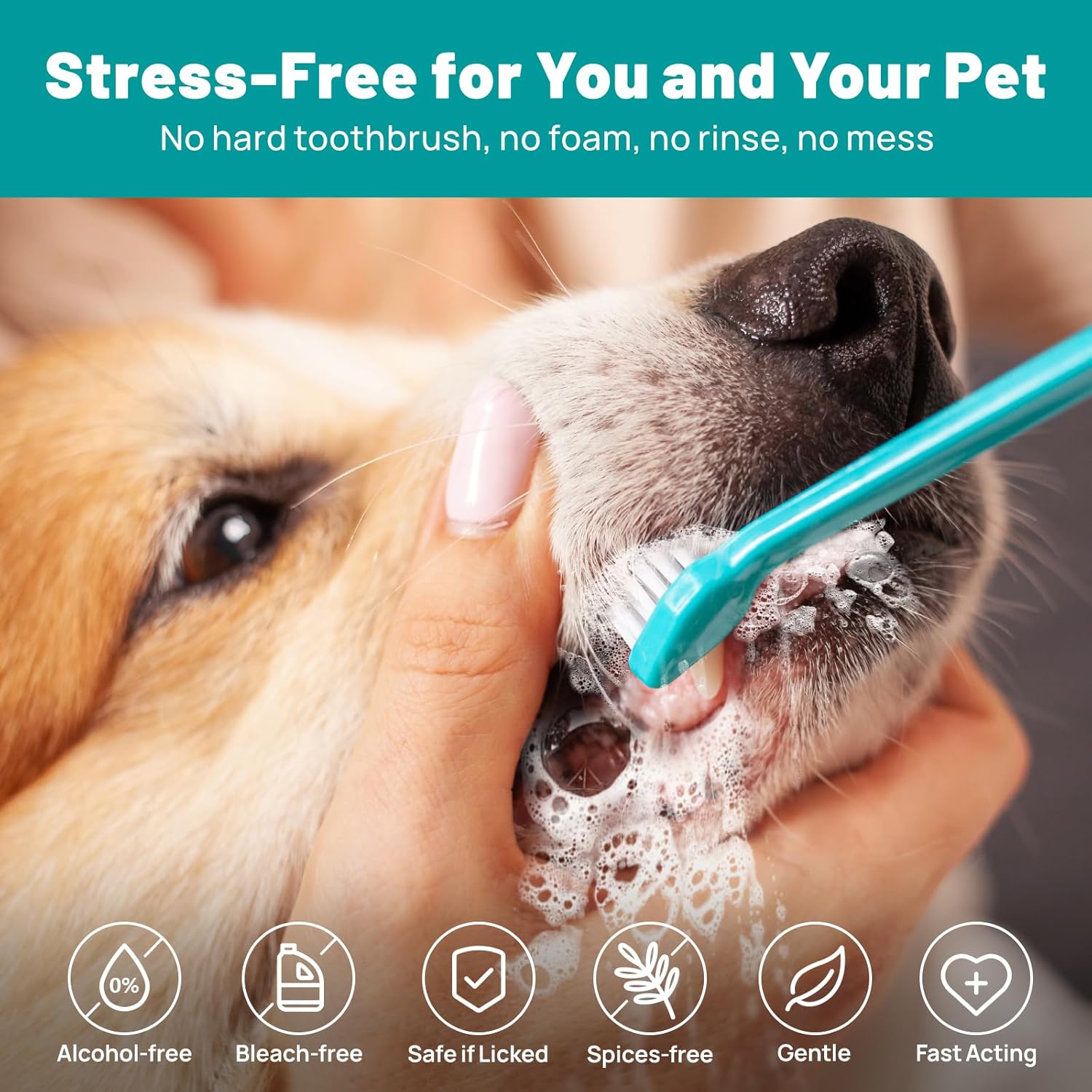 Dog Dental Care Finger Wipes - Teeth Cleaning Finger Wipes for Dog & Cats - Tooth Brushing Kit Dental Wipes for Dog - Reduces Plaque & Freshens Breath (100 PCS, Unscented)