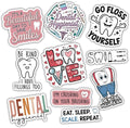 10pcs Dental Hygiene Sticker Sheet, Cute Vinyl Decals for Dental Hygienists, Office Staff, Oral Health Advocates, Waterproof, UV-Resistant, for Laptop, Water Bottle, Journal, Notebook, Clipboard