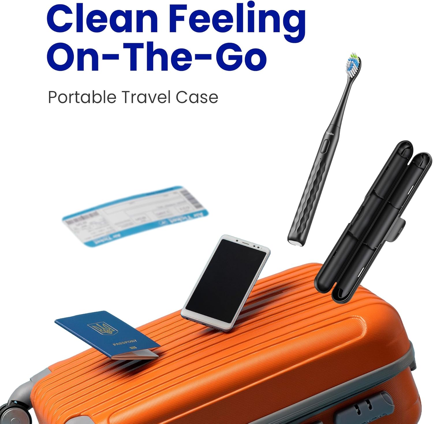 7AM2M Sonic Electric Toothbrush for Adults & Kids, with Travel Case&2 Brush Heads, 1 Charge for 90 Days, Type-C Rechargeable Sonic Toothbrush, Compact Design for Daily/Travel Use - Midnight