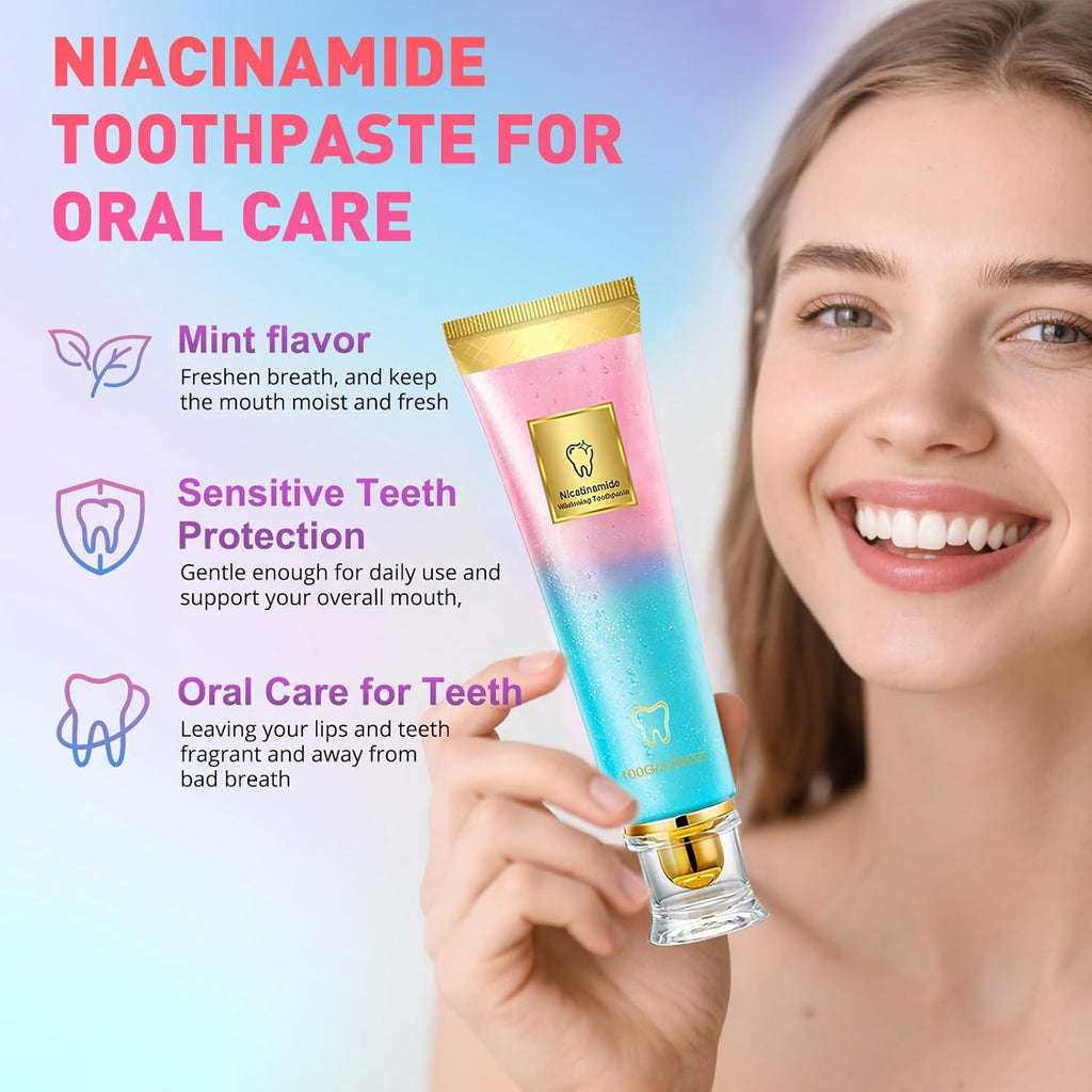 Niacinamide Whitening Toothpaste, Nicotinamide White Toothpaste, Clean The Mouth, Fresh Breath, Remove Tooth Stains, Teeth Whitening Toothpastes