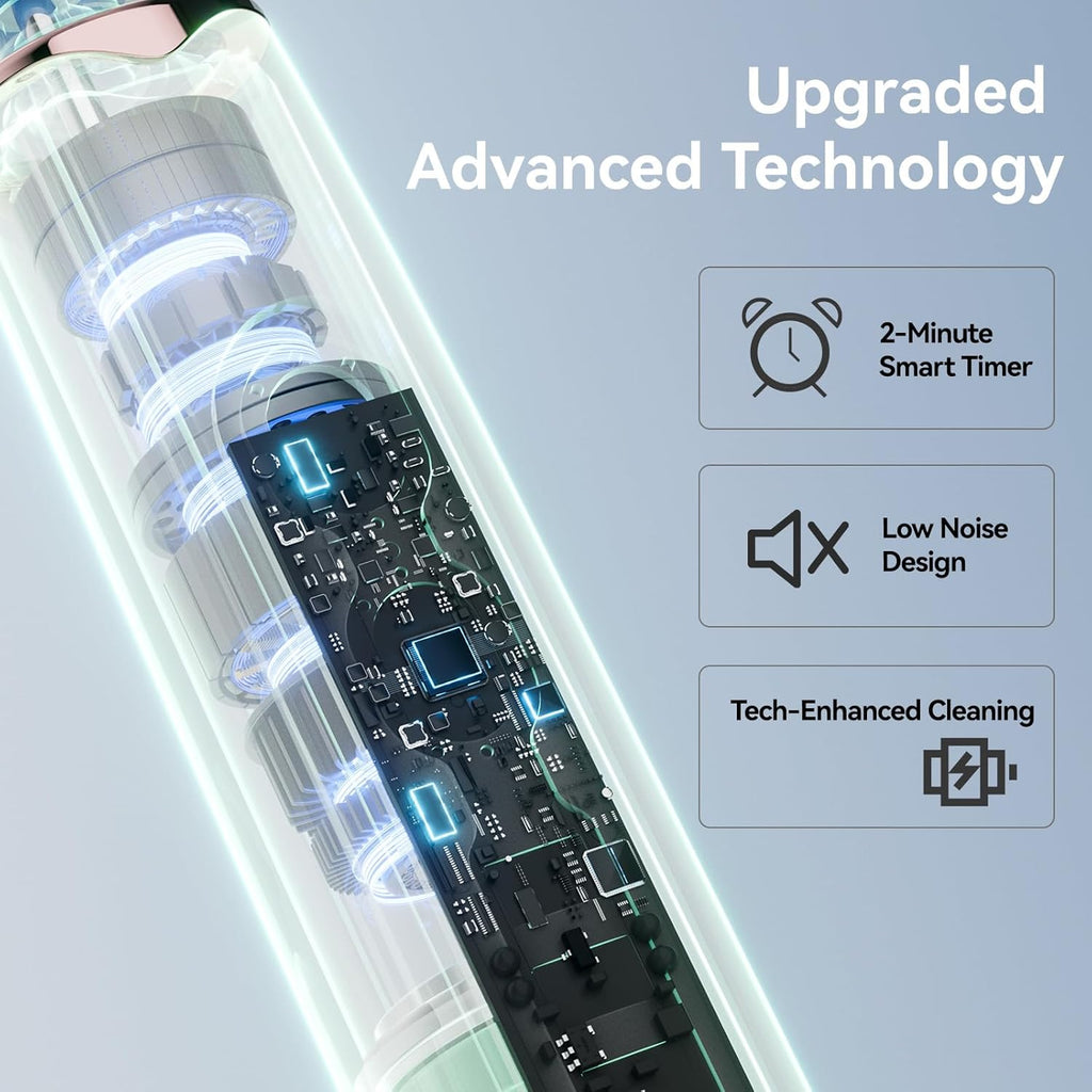 SEAGO Soft Round Electric Toothbrushes with 8 Spin Brush Heads, 5 Cleaning Modes, Rechargeable Sonic Toothbrush with Timer and Travel Case for Adults and Kids(SG-2607-Pink