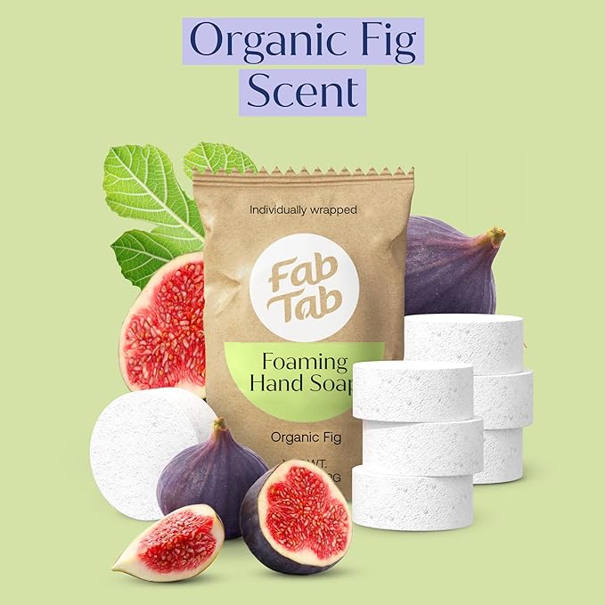 Fab Tab Foaming Hand Soap - Sustainable & Convenient - Plant-based Tablets - Makes 4 X 11.09 Fl Oz Bottles - Fig scent - Foam Soap Refill