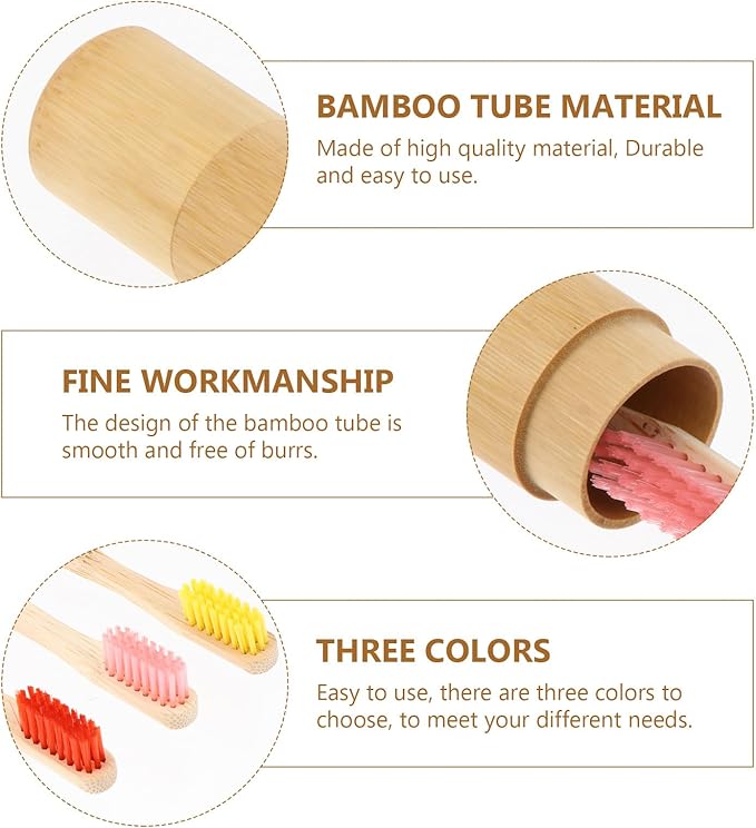 Disposable Biodegradable Toothbrush with Tube Case Ergonomic Wide Head Design Compact Travel Lightweight and Eco-Friendly Oral Care Kit Random Colors Random Color