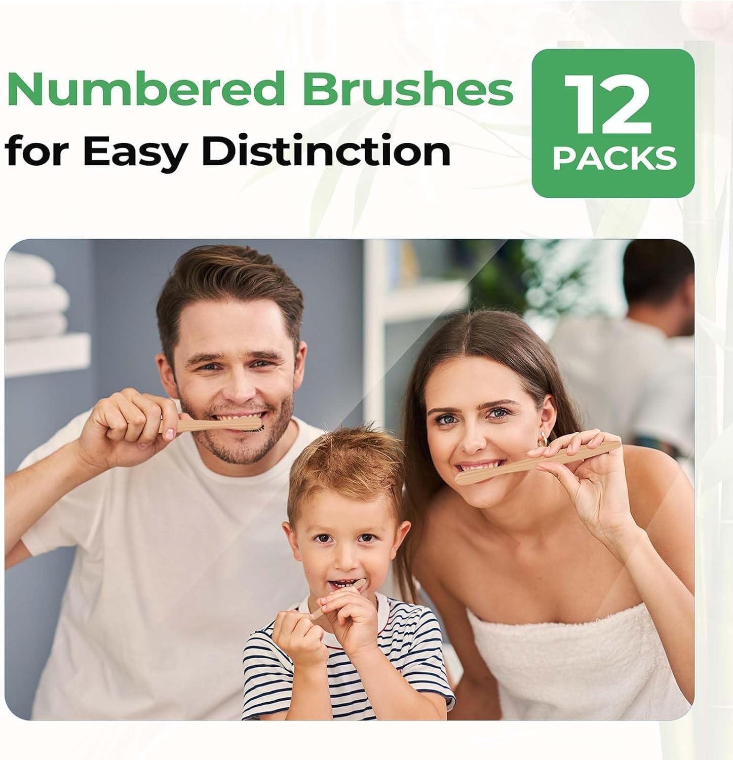 GENKENT Bamboo Toothbrushes 12 Pack Natural Toothbrushes BPA Free Soft Bristles Toothbrush Eco Friendly Charcoal Toothbrush for Travel