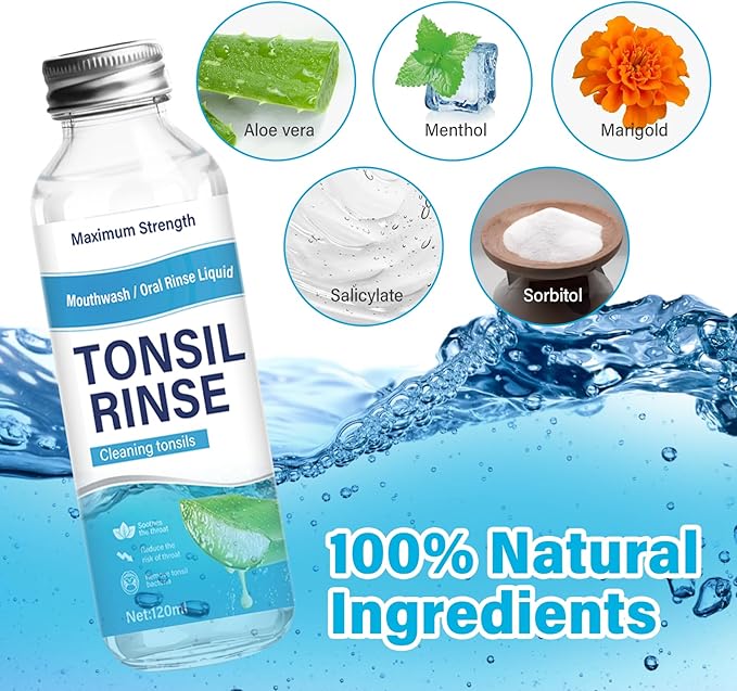 Tonsil Stone Remover, Natural Oral Rinse Liquid wihout Alcohol, Tonsil Stone Mouthwash to Help Soothe Tonsils, Fight Bad Breath, 4 Fl Oz