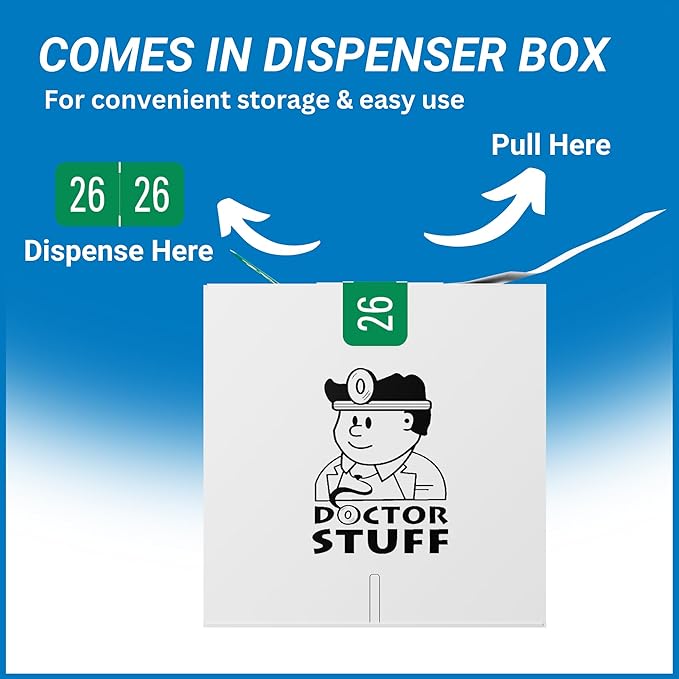 2026 Year Stickers, Doctor Stuff 2026 Chart Stickers, Green Color Coded, GBS/VRE Style, USA Made Year Labels for End Tab File Folders, 500 Labels/Roll in a Dispenser Box, 3/4" x 1-1/2"