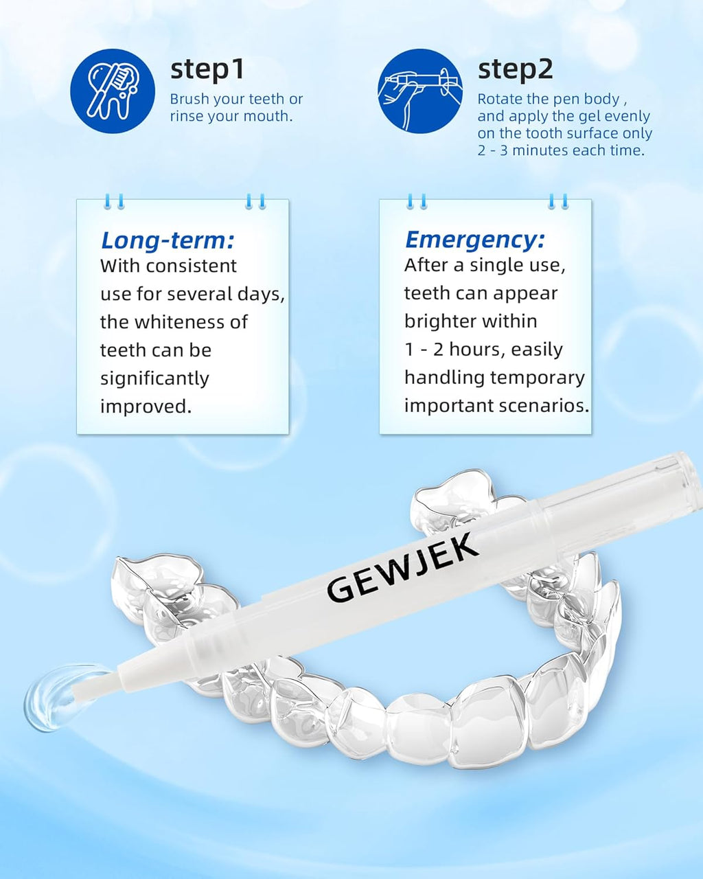 Teeth Whitening Pen 3 Pcs, 35% Carbamide Peroxide Gel, Tooth Paint & Teeth Whitening Gel as Effective Tooth Whitener, Removes Tough Stains Coffee, Wine, Tea, Sensitive Teeth-Friendly, Travel-Portable