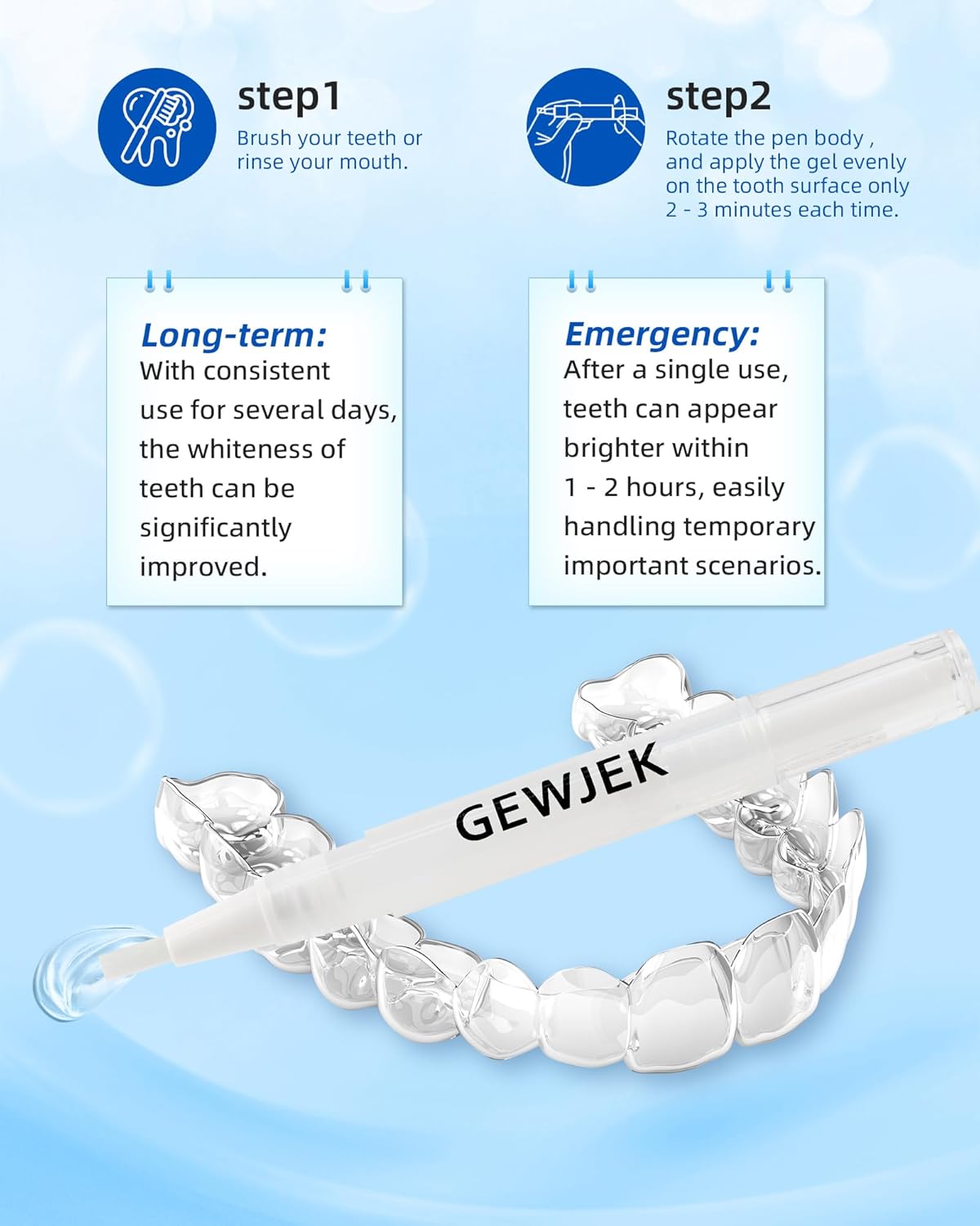 Teeth Whitening Pen 3 Pcs, 35% Carbamide Peroxide Gel, Tooth Paint & Teeth Whitening Gel as Effective Tooth Whitener, Removes Tough Stains Coffee, Wine, Tea, Sensitive Teeth-Friendly, Travel-Portable