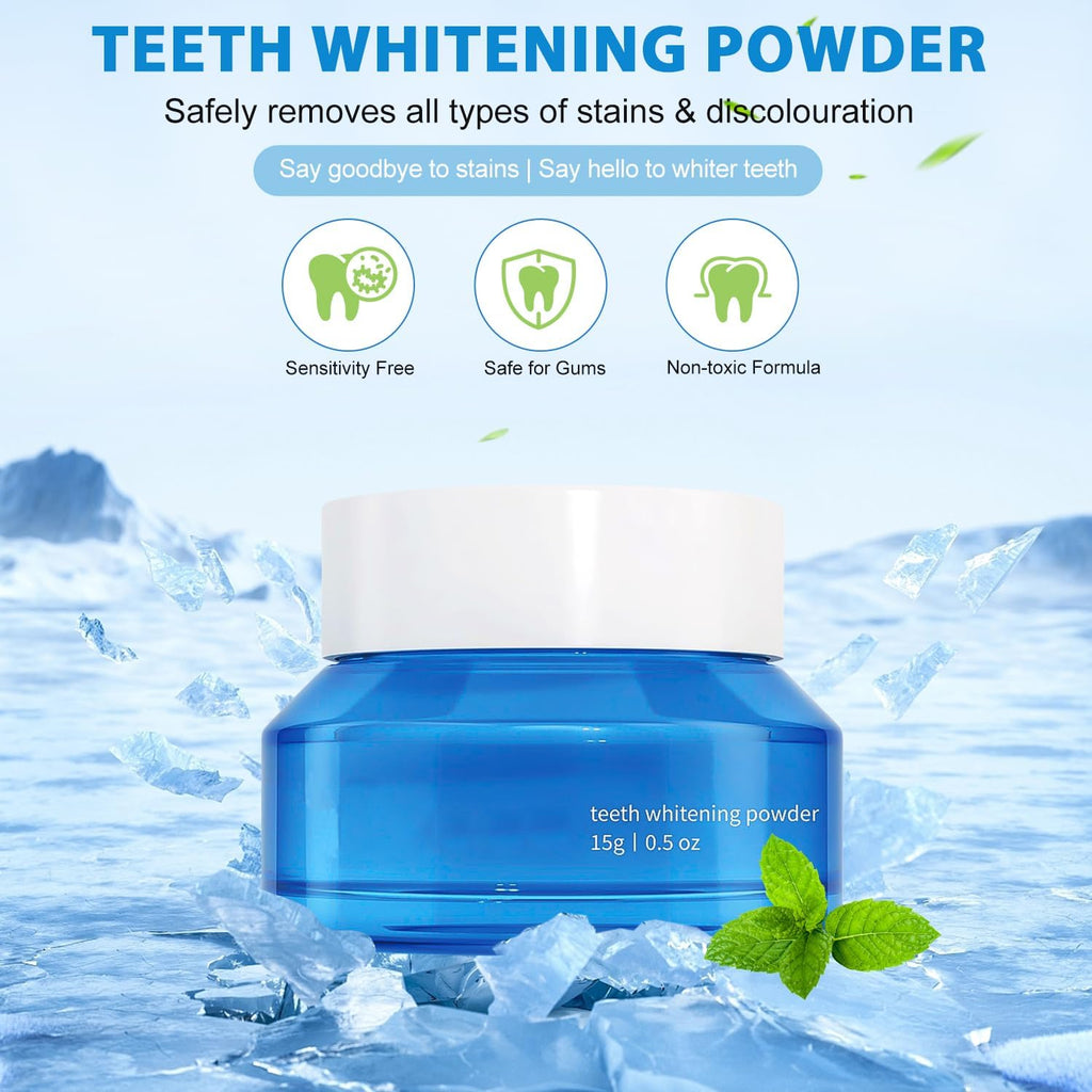 Teeth Whitening Powder, Natural Teeth Whitener, Teeth Whitening Powder Toothpaste, Instant Teeth Whitening and Stain Removal, Fresh Breath (3PCS)