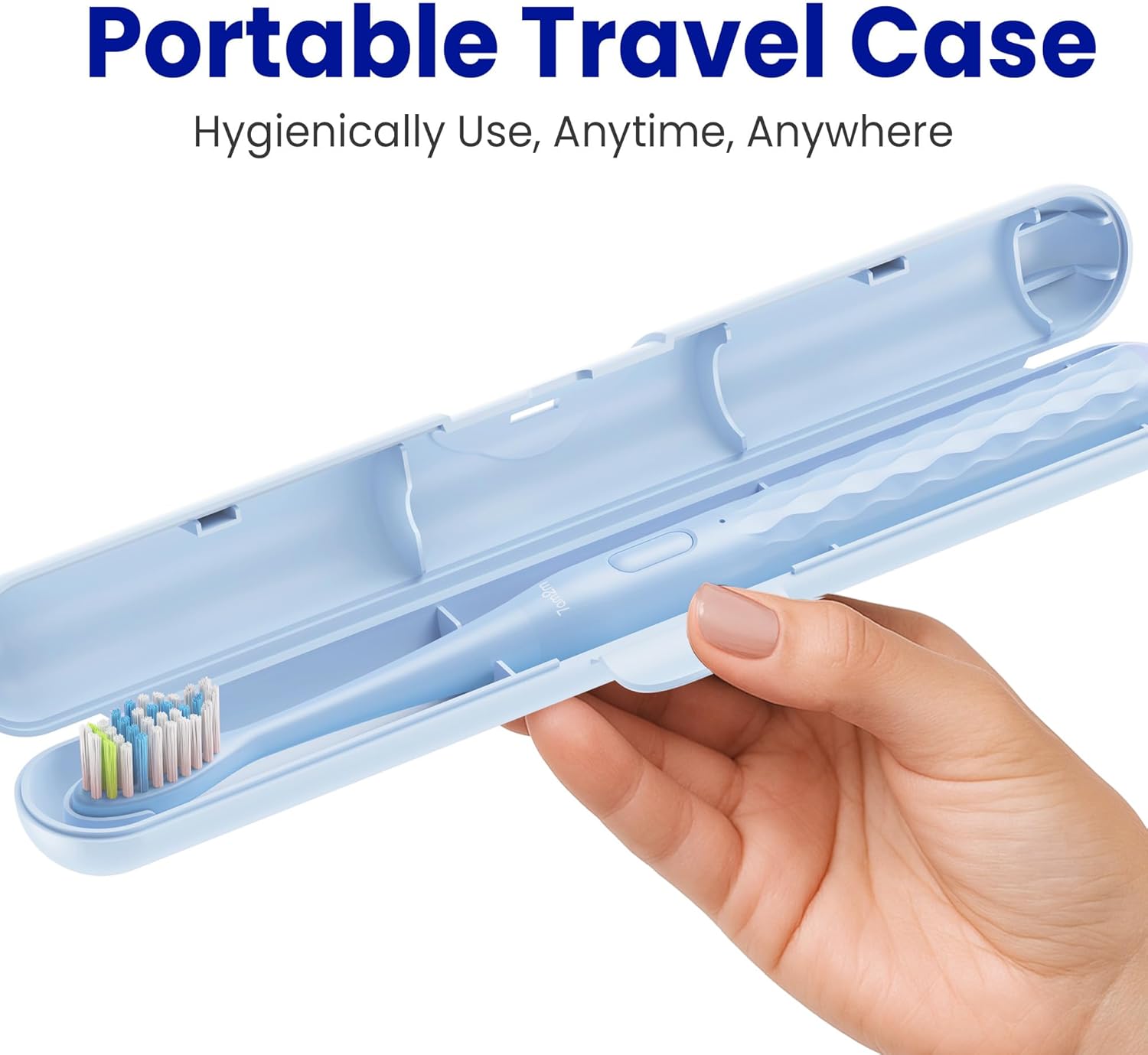 7AM2M Sonic Electric Toothbrush for Adults & Kids, with Travel Case&2 Brush Heads, 1 Charge for 90 Days, Type-C Rechargeable Sonic Toothbrush, Compact Design for Daily/Travel Use - Sky
