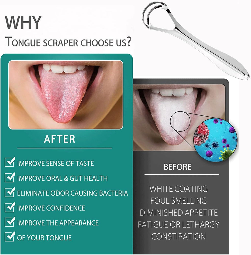 2 Pack Tongue Scraper with Travel Case, Medical Grade Metal Tongue Scrapers for Adults & Kids, Dual-Layer Tongue Cleaners Set for Fresh Breath, Stainless Steel Reusable Tongue Scrubber