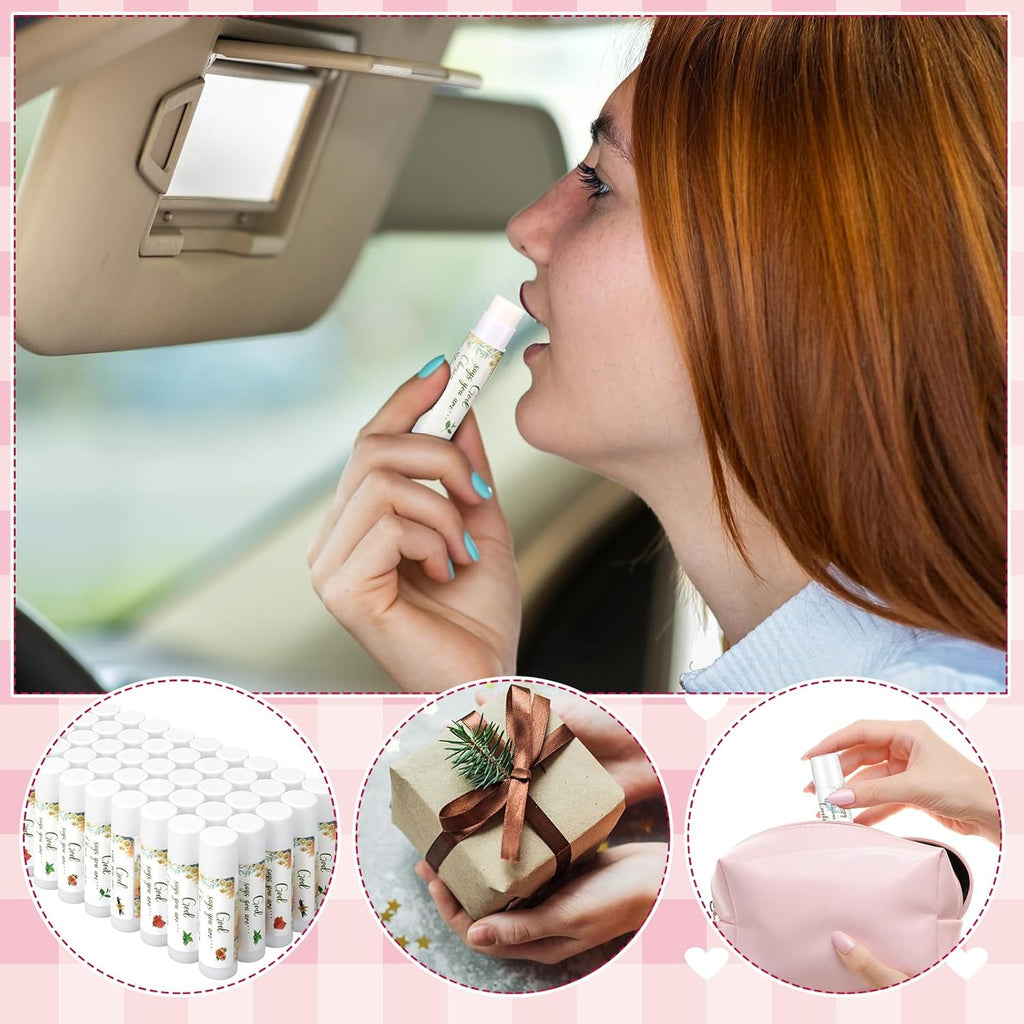 50 Pcs Christmas Christian Lip Balm Bulk Bible Verses Lip Balm Scripture Christian Gifts for Women Faith Religious Church Party Favor Inspirational Gift for Coworker Staff Employee(Fresh)