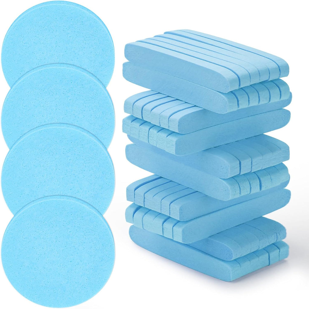 120 Pcs Facial Sponge Compressed, Luxiv Face Cleansing Sponge Estheticians Compressed Makeup Facial Sponge Round Wash Face Sponges for Women Compress Exfoliating Removal Sponge (blue)