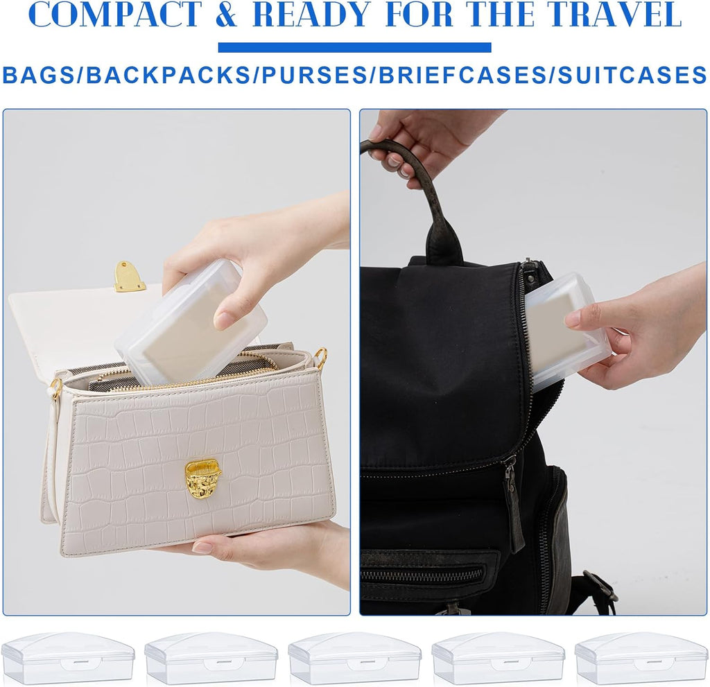 100 Pcs Travel Soap Container Portable Plastic Soap Boxes Bulk with Lid Homeless Donations Bulk Gym Shower Tour Groups Hotel Outdoor Camping (White)