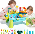 2026 Upgraded Toddler Sand Water Table Toy with Electric Water Pump, Kids Sand Water with Faucet/Play Food Accessories/Fishing Toy, Kitchen Play Sink Toys for Girl Boy Age 3+ (Blue)