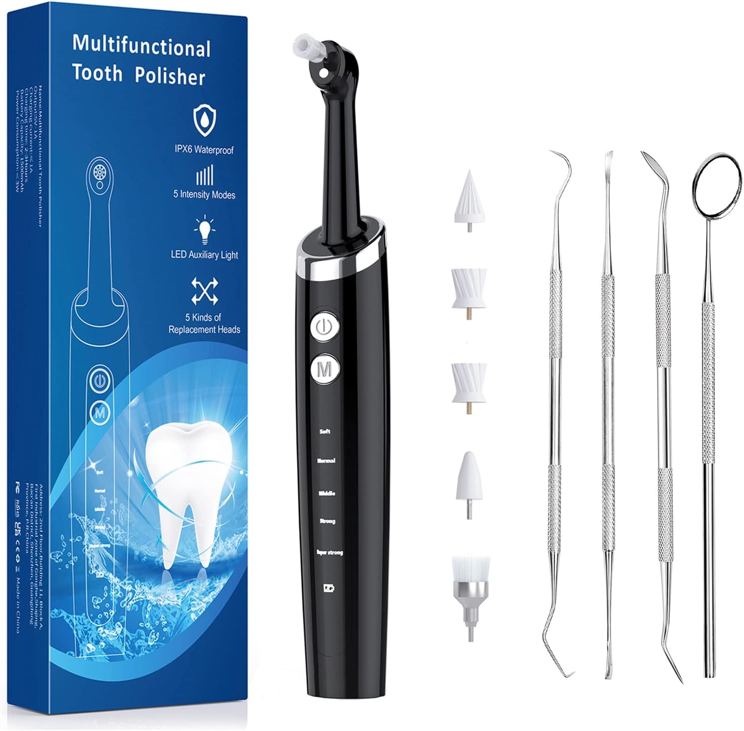 Dental Tools, Electric Tooth Polisher & Manual Teeth Cleaning Kit for Cleaning and Polishing of Tooth, All in One for Total Tooth Care, Removing Stains and Tartar & Brighten and Polish Teeth