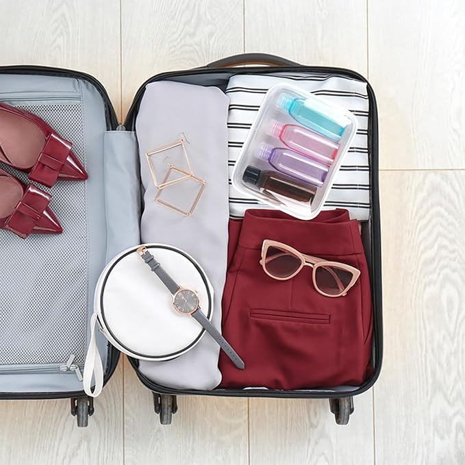 Cosywell Travel Size Containers Travel Shampoo Bottles 4pcs 3.4oz TSA Approved Travel Containers for Toiletries Leak Proof Refillable Lotion Containers with Flip Cap Small Plastic Squeeze Bottles