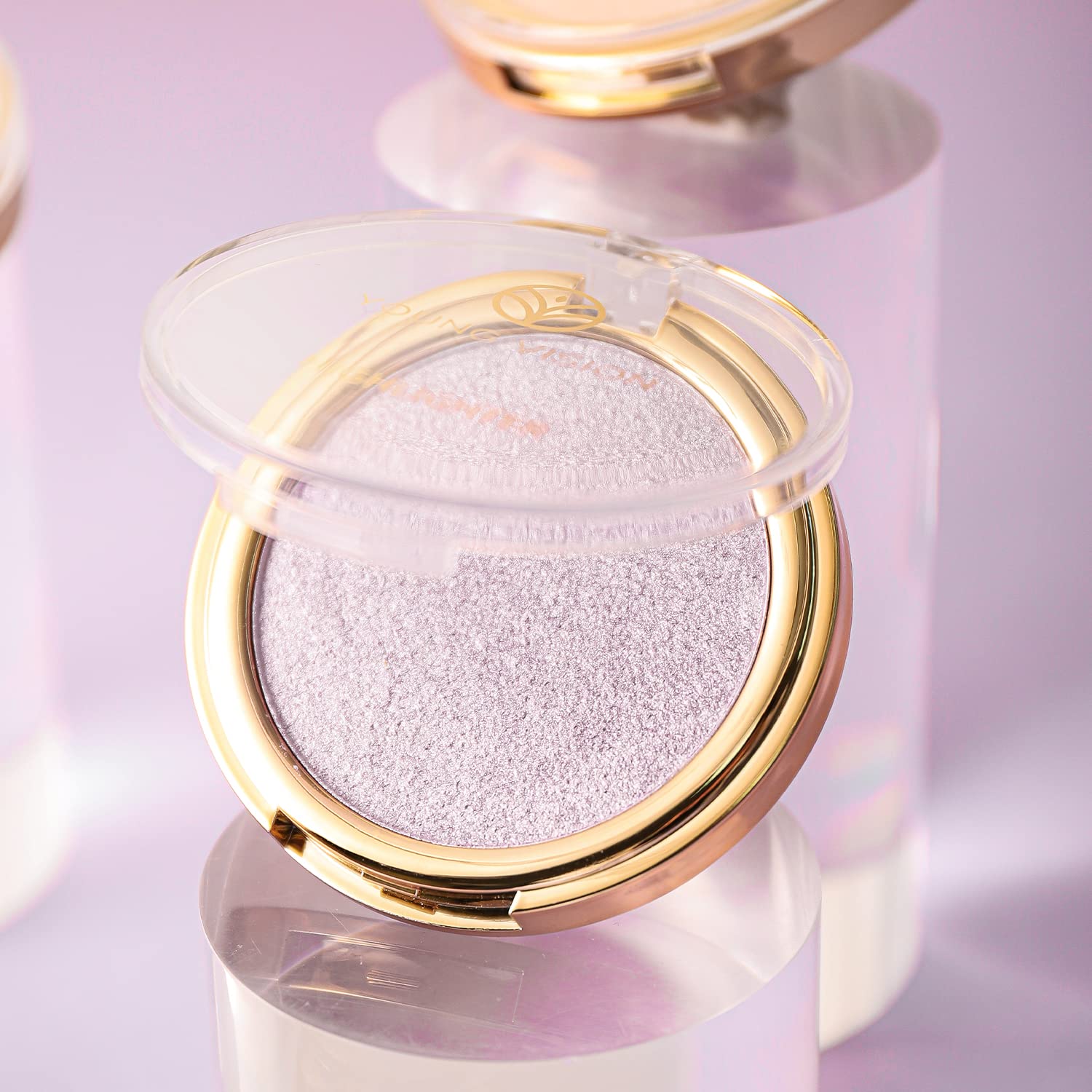 YOUNG VISION Pressed Powder Highlighter, Baked Natural Glow Contour Powder & Face Highlighter, Cruelty Free, Shimmer Highlighting Makeup for Face, Eye, Eyeshadow, Body, Skin (Purple)