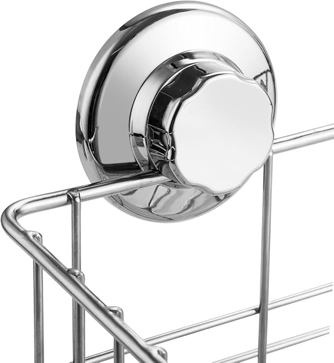 iPEGTOP Strong Suction Cup Adhesive Shower Caddy Bath Shelf Storage with Hooks, Combo Organizer Basket for Shampoo, Conditioner, Soap, Razor Bathroom Accessories - Rustproof Stainless Steel