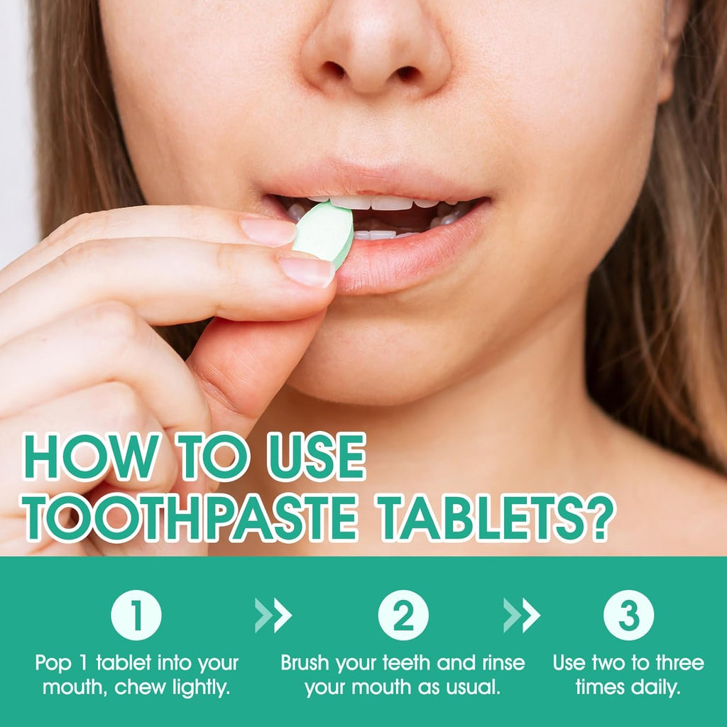 Toothpaste Tablets 150pcs Chewable Whitening - Nano Hydroxyapatite Toothpaste for Sensitive Teeth & Antiplaque -, Natural Peppermint, Fluoride Free - Strengthen & Protect Enamel - Fresh Breath