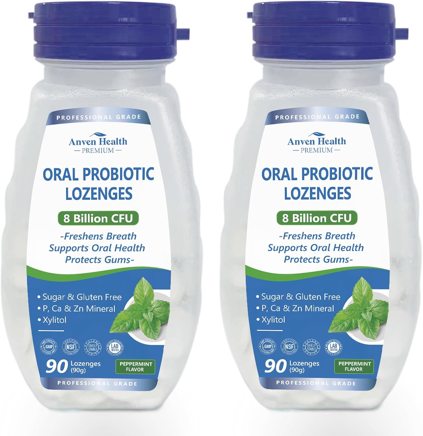 Oral Probiotics Lozenges for Mouth Bad Breath & Gum Repair - Mineral Fusion with Zinc + Calcium for Dry Mouth Relief, Enamel Shield, Mint Flavor with Xylitol - 180 Lozenges, Sugar-free