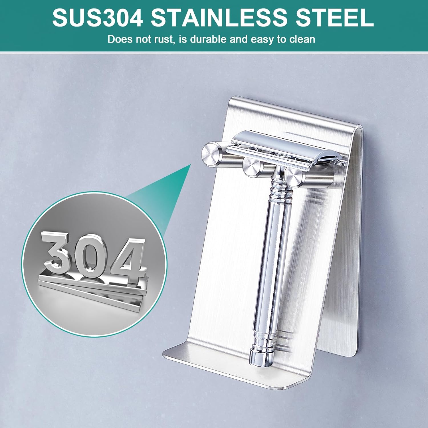 Electric Toothbrush Head Holder, Self Adhesive or Desktop Tooth Brushing Holder, Wall Mounted Toothbrush Holders Shower Bathroom, Tooth Brush Holder Organiser (Silver, Small)