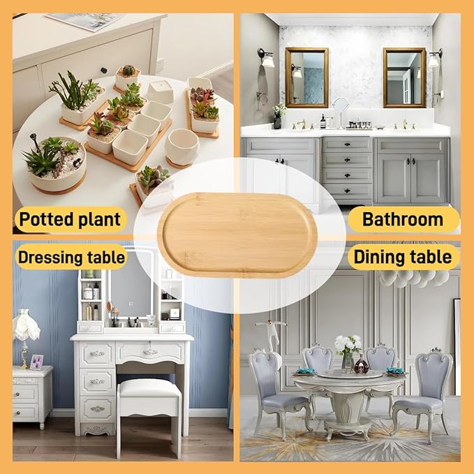 1PCS Bamboo Bathroom Trays - Suitable for The Bathroom,Kitchen,Breakfast Tray and Decorative Tray (8.46 in * 4.53 in)