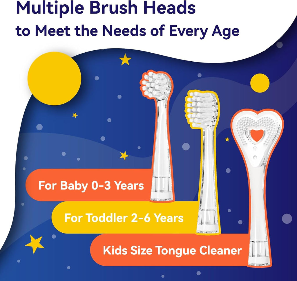 SEAGO Kids Electric Toothbrush Rechargeable with Smart Timer, LED Observing Light & DIY Stickers for Toddlers Ages 2-4, Soft Bristles for Oral Care, USB Charging (Blue)