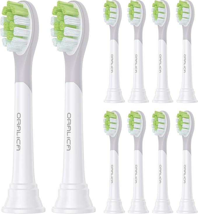 Japanese Brand Whitening Replacement Toothbrush Heads, Compatible with Philips Sonicare Click-on Handles, 10 Pack, Medium, with Tongue Cleaner (CA668, White)