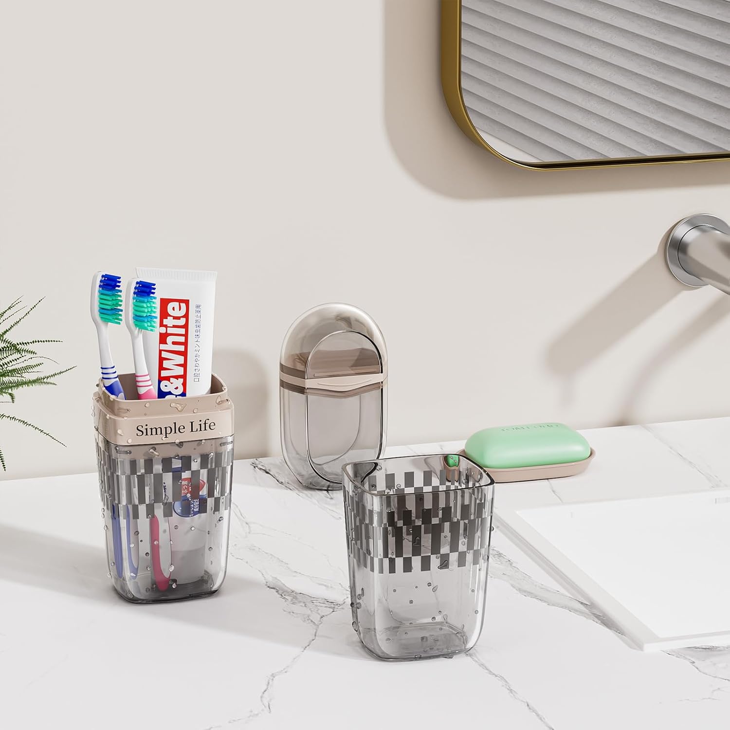 VITVITI Travel Soap Case Container, Portable Toothbrush Travel Case Dish Tray, 7.88 Inch Toothpaste Traveling Toothbrush Holder Set with Cover for Trip/Bathroom/Camping, Gray