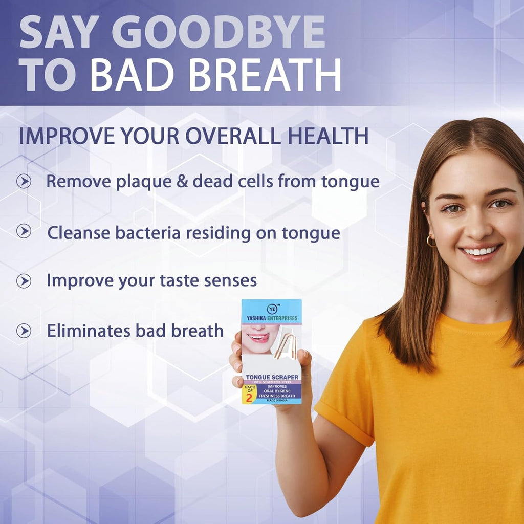 YAHIKA ENT Pure Copper Tongue Scraper for Adults, Tongue Scrubber for Bad Breath, Easy to Use, Tongue Cleaner for Oral Care & Hygiene (Copper Pack of 2 with Travel Case)