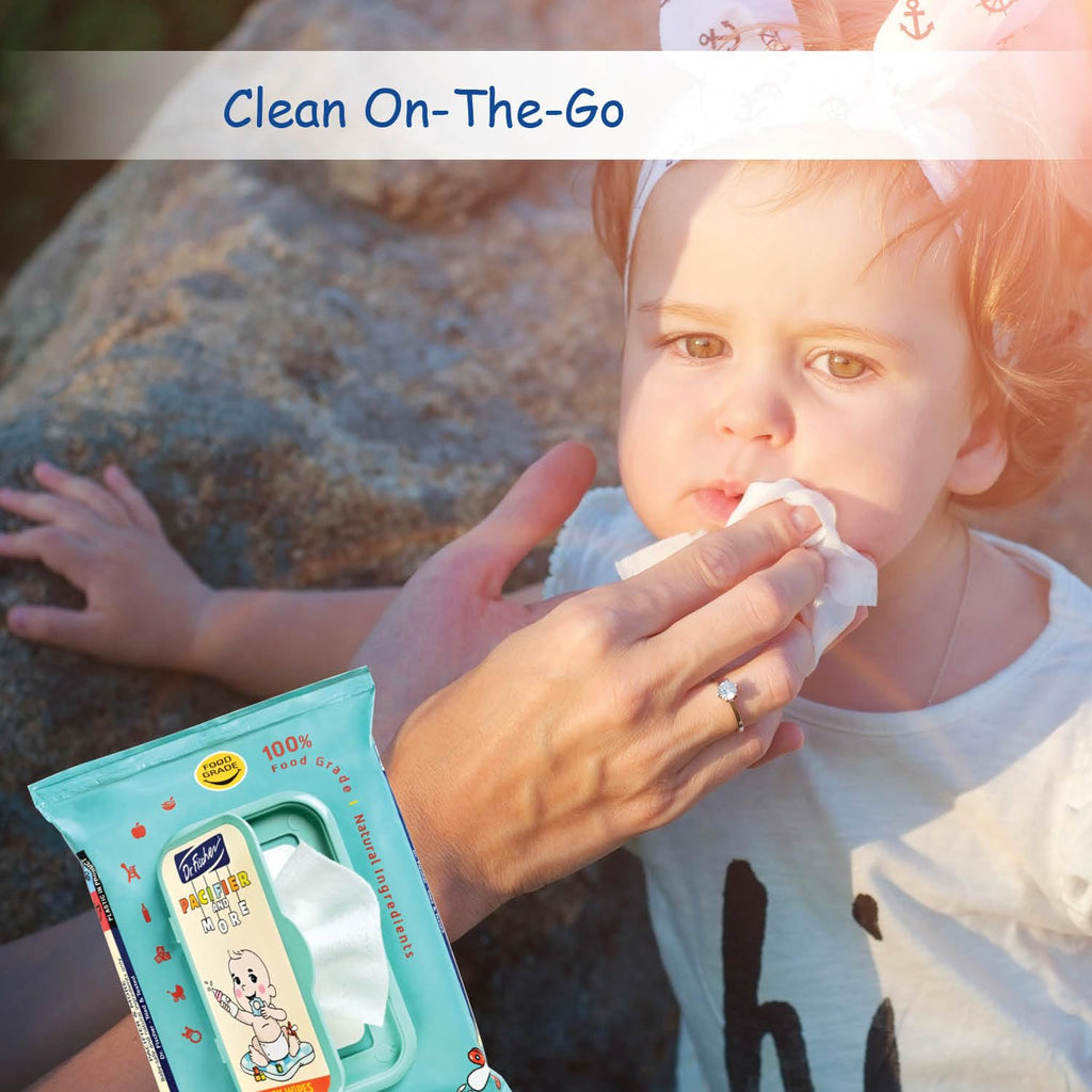 Dr. Fischer Pacifier Wipes, 100% Food Grade, Non-toxic for Bottles, Paci, Toys, Pumps, and More