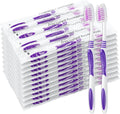 200 Prepasted Disposable Toothbrushes Individually Wrapped Pre Pasted Toothbrushes Soft Bristle Travel Tooth Brush Single Use Wrapped for Hotel, Camping, Travel and Gift for The Homeless (purple)