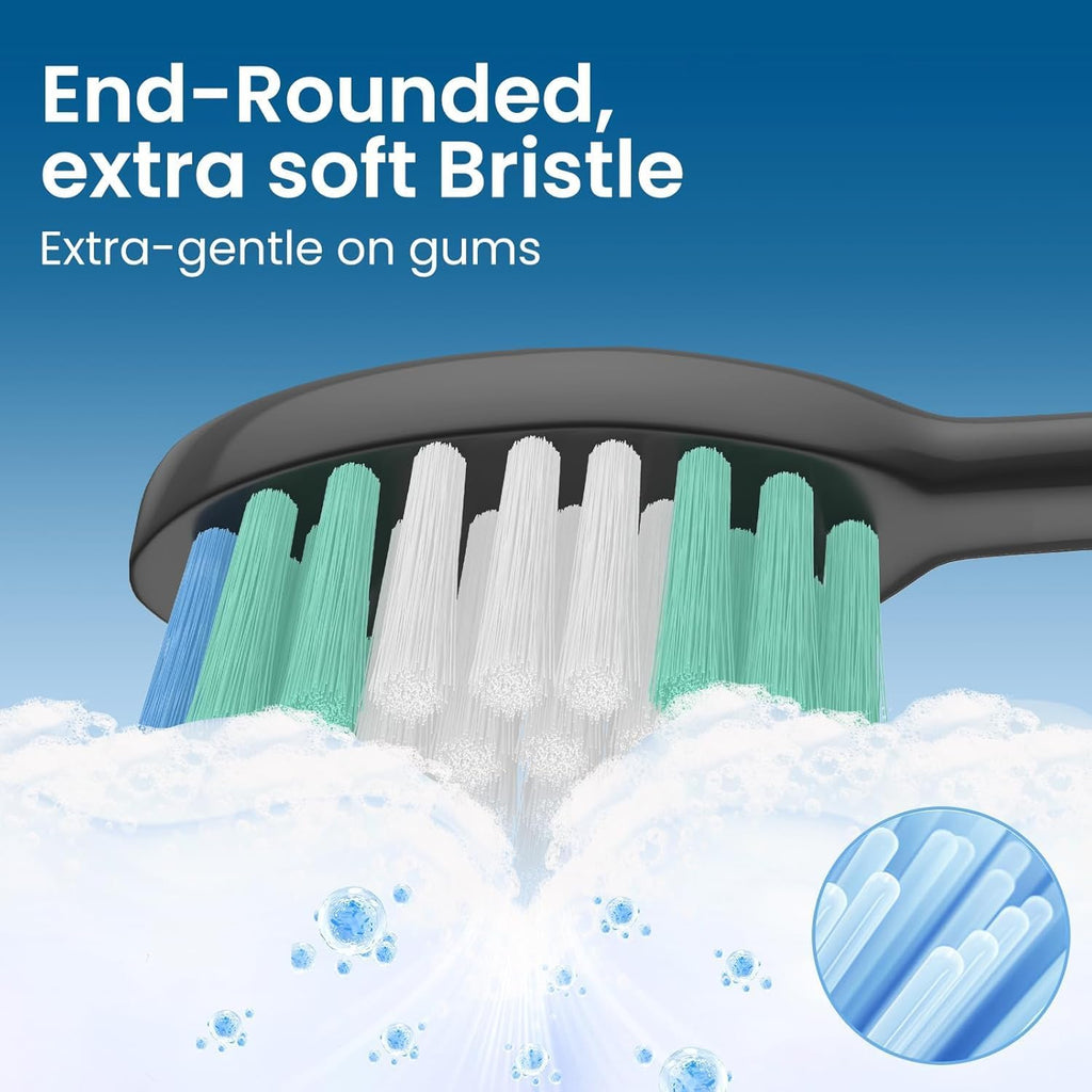 Replacement Toothbrush Heads 20 Pack Compatible with AquaSonic Black Series, Vibe Series, and Duo Series Pro Electric Toothbrush, Black