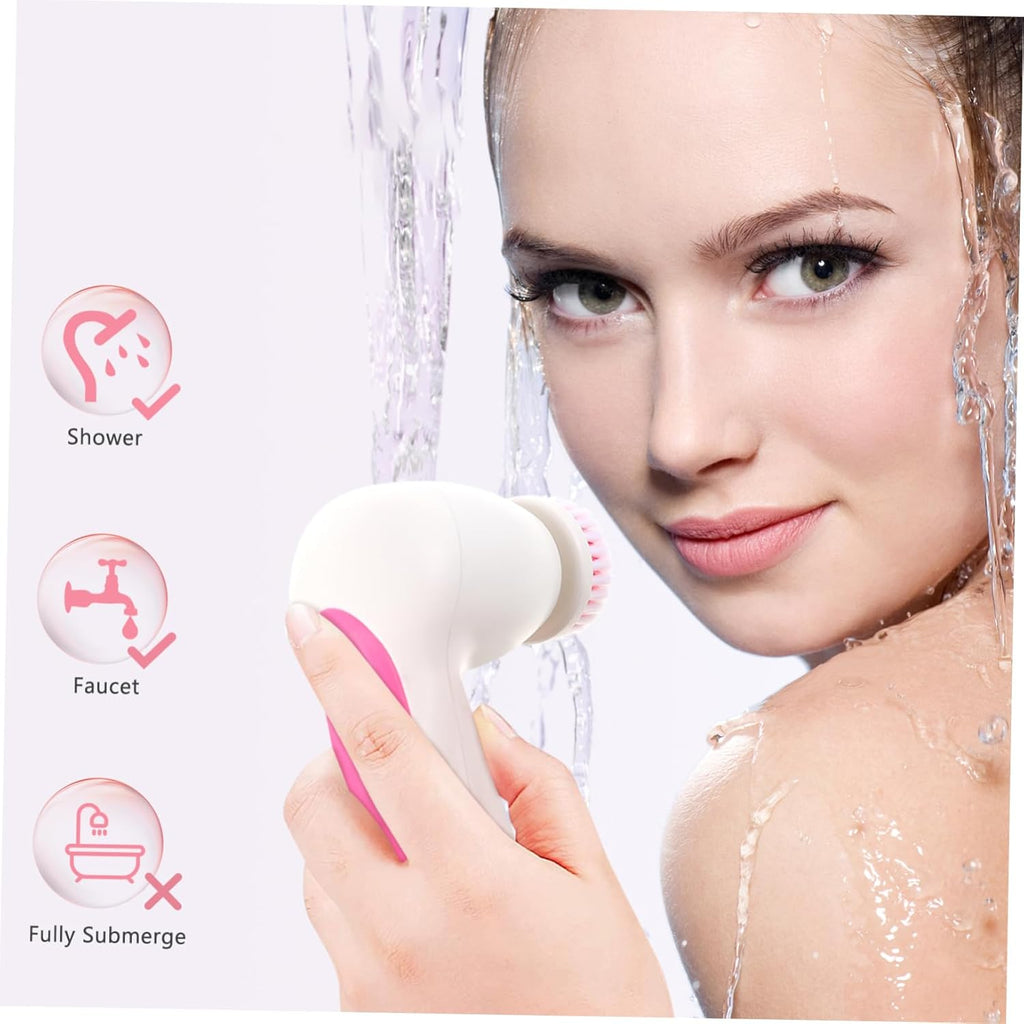 Electric Facial Cleansing Brush Heads Rotating Pore Cleaning Tool for Daily Use Rosy
