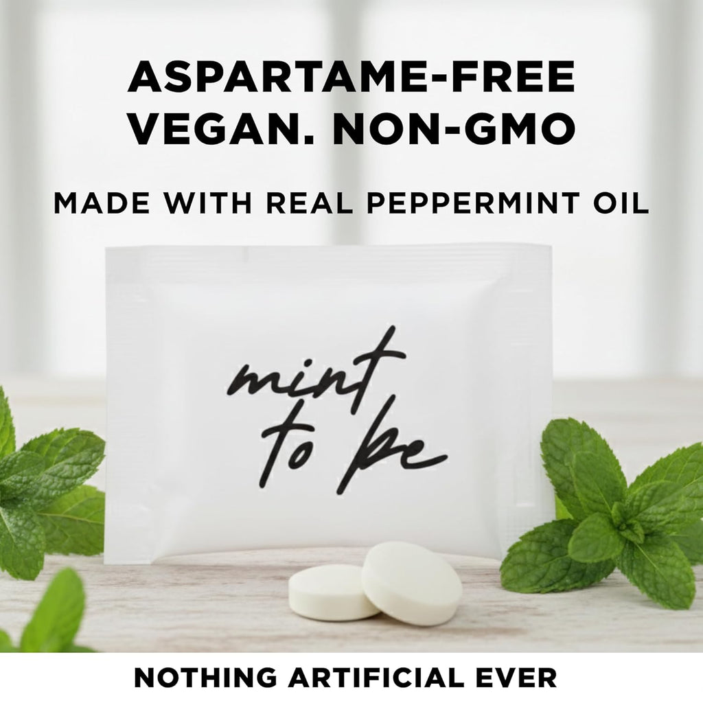 SIMPLY Peppermint "Mint to Be" Individually Wrapped Breath Mints in Bulk, 50 Packets (2 per Packet) | Wedding, Bridal Shower, Bachelorette, Party Favors