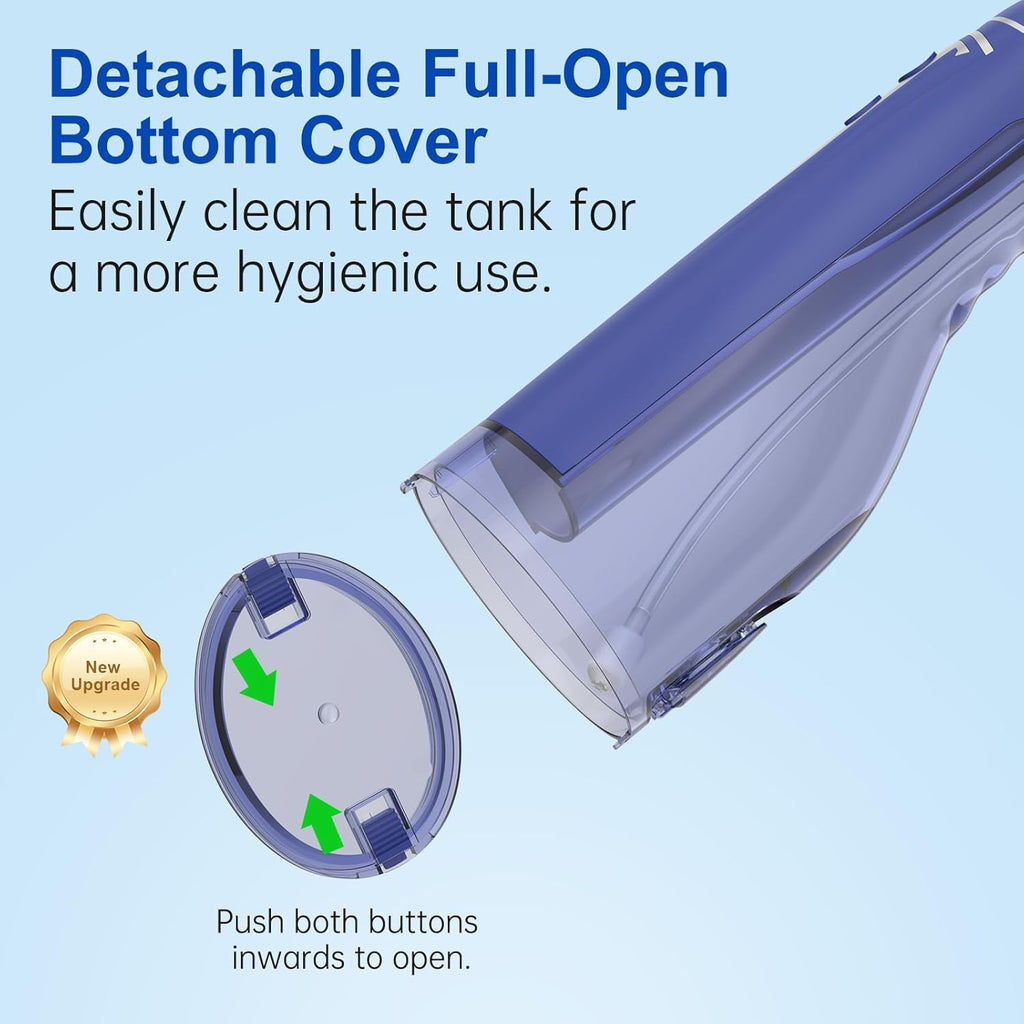 Water Dental Flosser Pick for Teeth: Cordless Rechargeable Oral Irrigator - 4 Modes IPX7 Waterproof 300ML Removable Tank Electric Dental Flossing Machine for Braces, Travel & Home Use (Dark Blue)