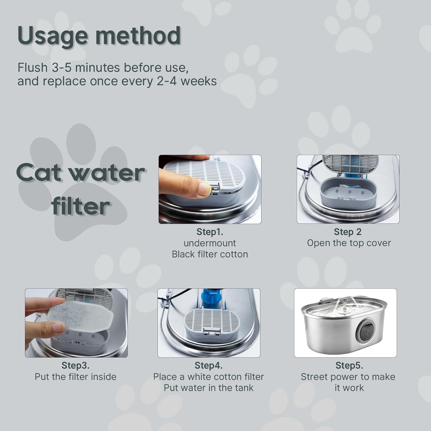 40 Pcs Cat Water Fountain Filters,20 Pack Cat Water Fountain Replacement Filters & 20 Pack Pre-Filter Sponges,Pet Fountain Filter Replacement for 3.2L/108oz Stainless Steel Fountain