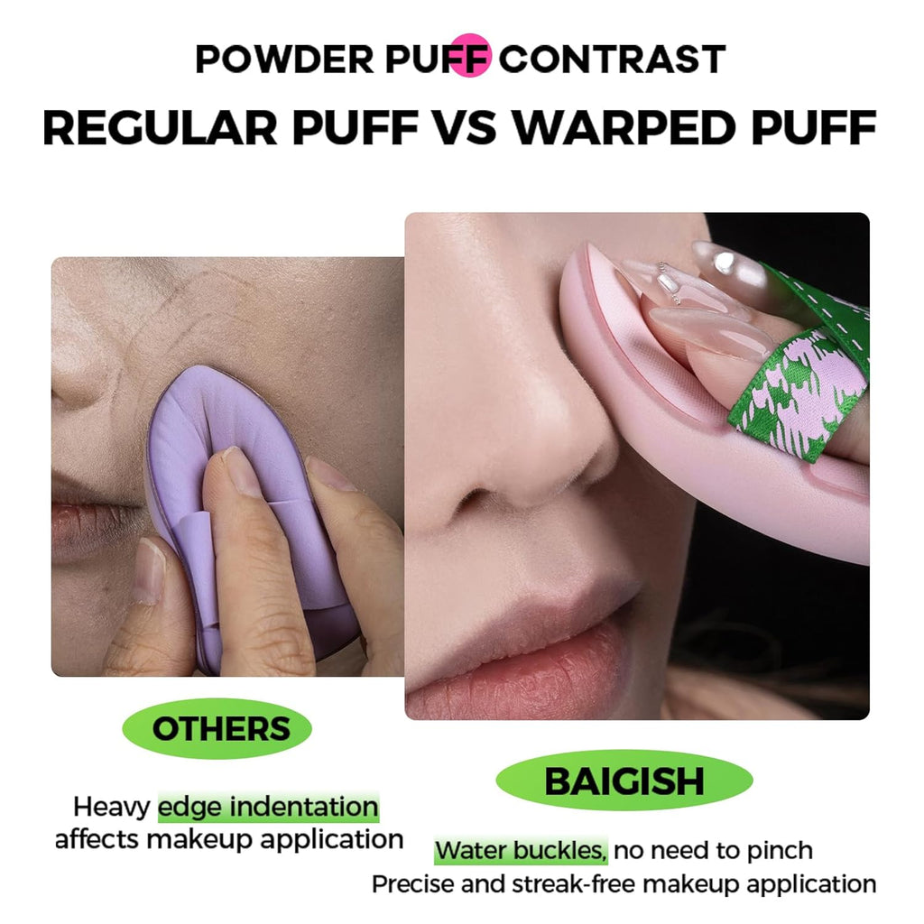 Makeup Sponge Set For Foundation Concealer, Triangle Powder Puff Soft Sponges Blender, Latex Free Blender Sponge For Liquid, Cream, and Powder Seamless & Flawless Makeup (GreenPink 3Pack)