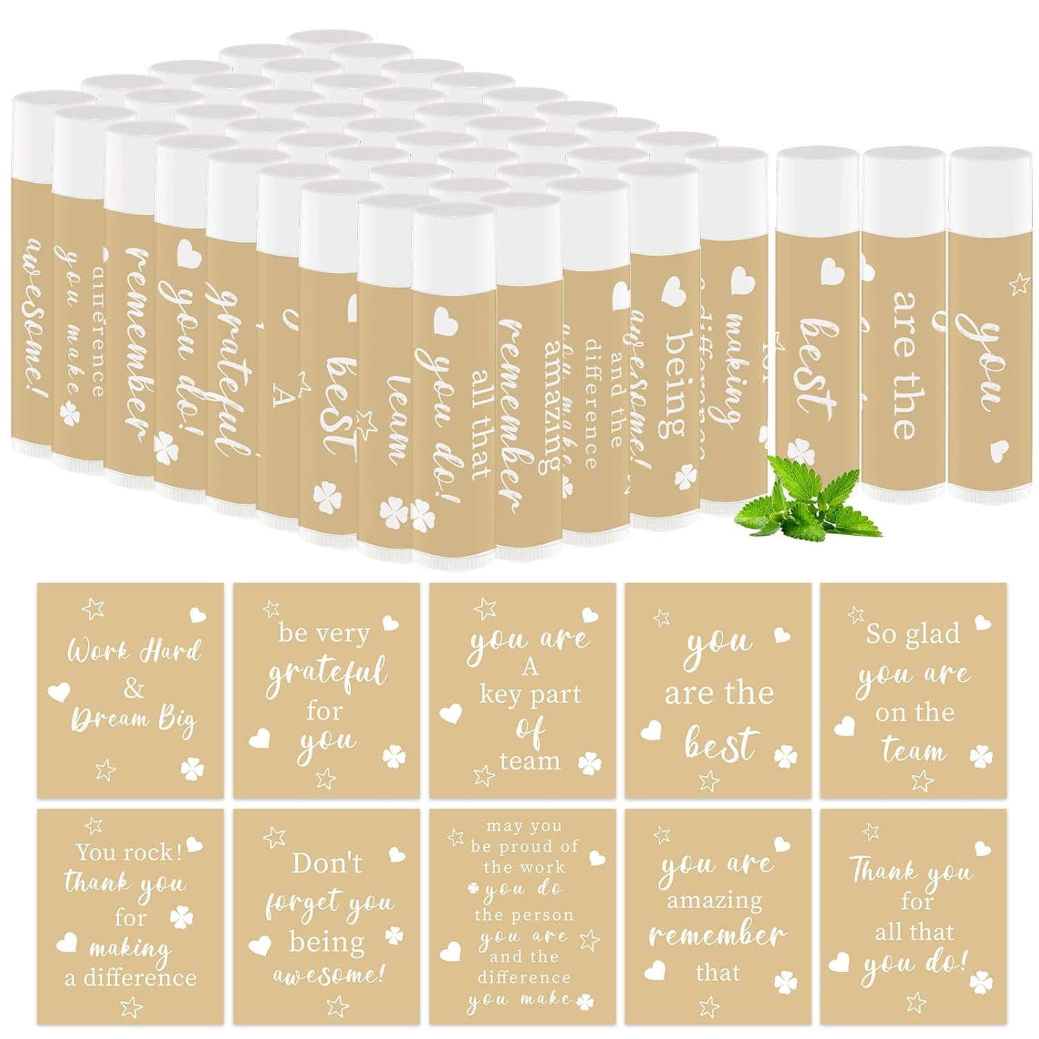 50 PCS Appreciation Gifts Lip Balms Bulk,Thank You Staff Gifts Lips Care Products for Team Coworkers Teacher Party Volunteers Employee Leaving Farewell Thanksgiving, Christmas Gifts