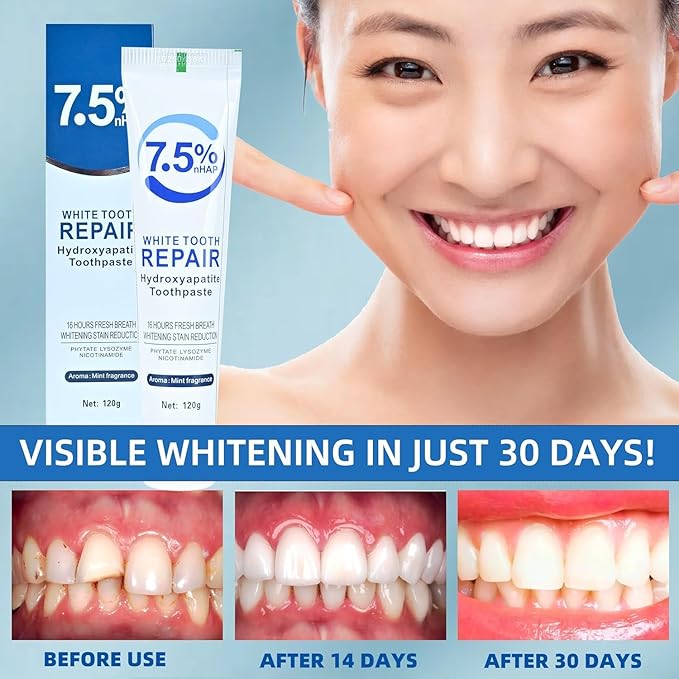 Set 3-Pack Hydroxyapatite Toothpastes for Enamel Protection and Tooth Strengthening，Fresh Breath，Formula mild Mint， Daily Use for Oral Health. (3)