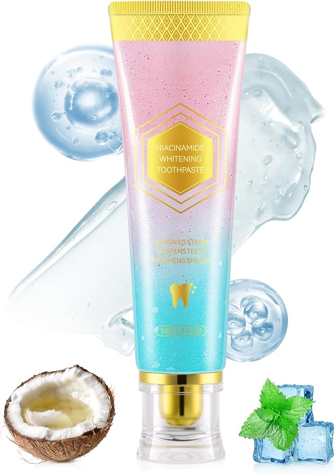 Niacinamide Whitening Toothpaste,100g Niacinamide Toothpaste to Fresh Breath, Sensitive Teeth Safe, Stain Removal & Gum Care for Coffee/Tea/Smokers (100 G)
