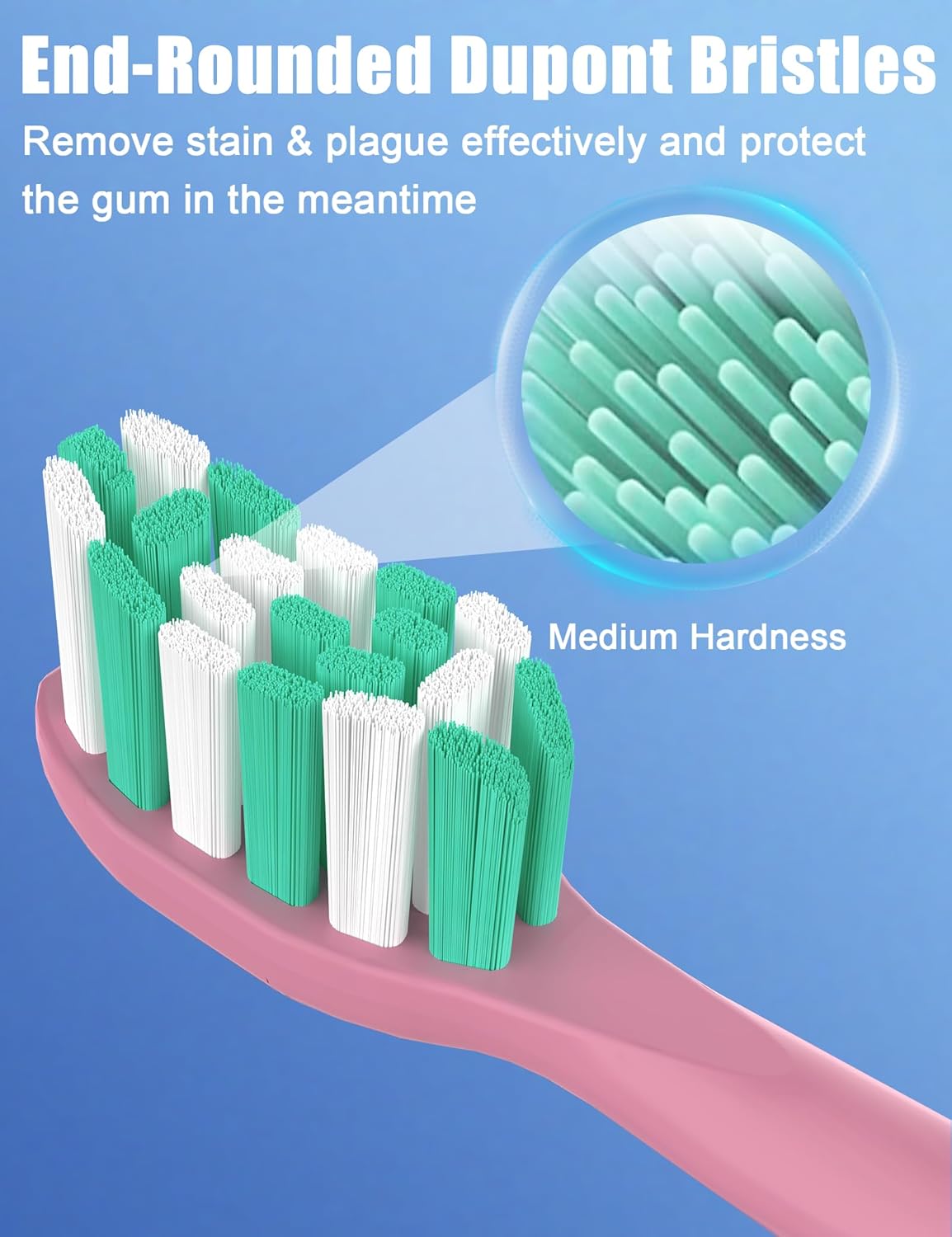 Toothbrush Replacement Heads for Philips Sonicare 4100 5100 Plaque Control Gum Health Simply Clean Electric Brush Head, 4 Pack, Pink