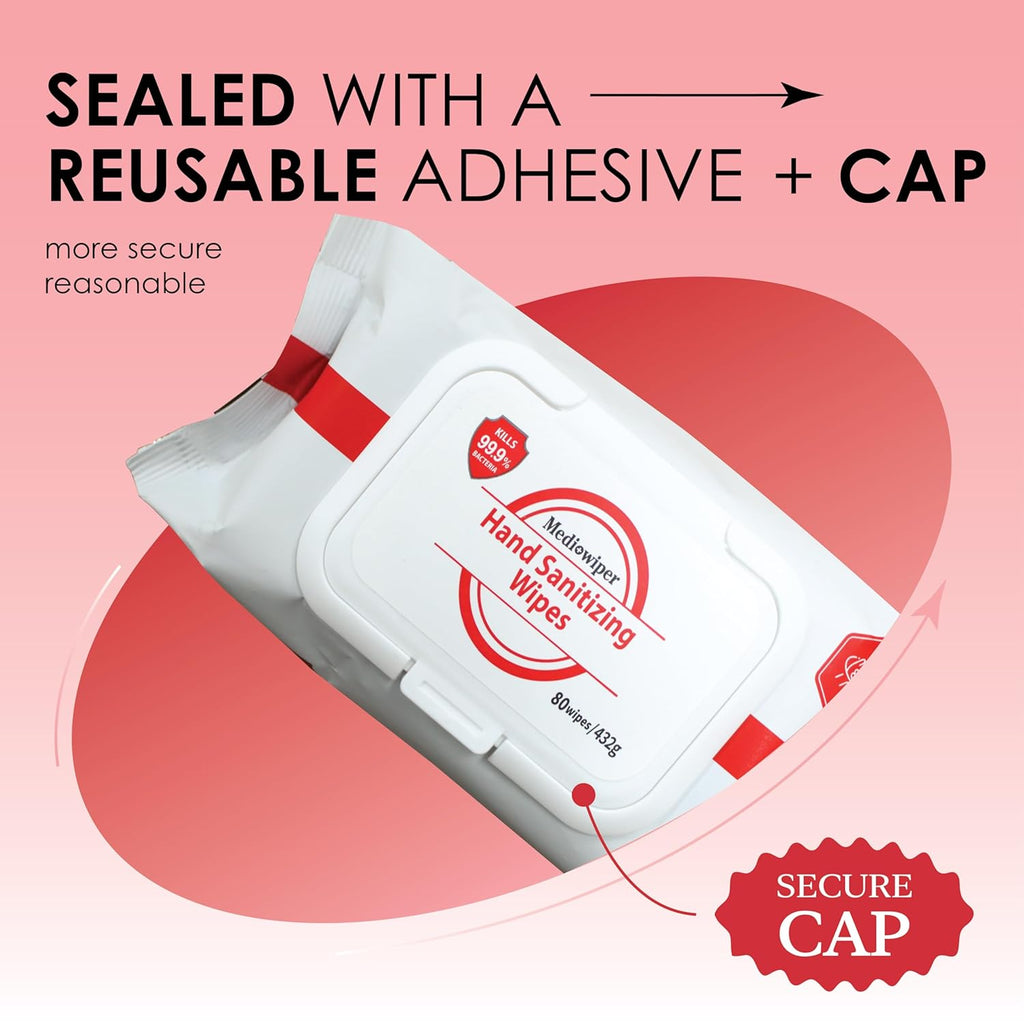 Mediwiper - 160 Wipes (80 * 2PK) Alcohol-Free Sanitizing Wipes Disinfecting Large Unscented Wet Wipes Bulk, Hand Sanitizer