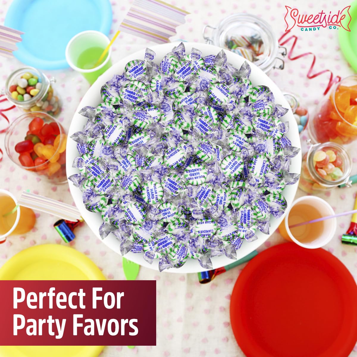 Sweetside Sugar Free Starlight Spearmint Hard Candy, 2lb Pack of Spearmint Mints Individually Wrapped, Mint Hard Candy That’s Great for Sharing, Ideal Sugar Free Treat for Diabetics Lifestyles