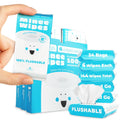 Impossibly Compact Travel Flushable Wipes - 99.5% Water and Aloe - Safe for Sensitive Skin, Hypoallergenic & Unscented - Travel Essentials for Adults, Kids & Baby Care - 24 Pack Total 144 Wipes