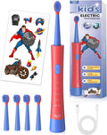 JTF Kids Electric Toothbrush Rechargeable: Sonic Tooth Brush with Smart Timer 5 Brushing Modes 4 Soft Small Brush Heads DIY Sticker and IPX7 Waterproof, Portable Children Toothbrushes for Boy, Ages 3+