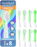 demirdental Kids Mini Toothbrush Heads Compatible with Philips Sonicare Compact Kids Toothbrush Heads - Replacement Heads Sensitive - Brush Heads from Ages 3 to 6 - Green - Replaces HX6038-8 Pack